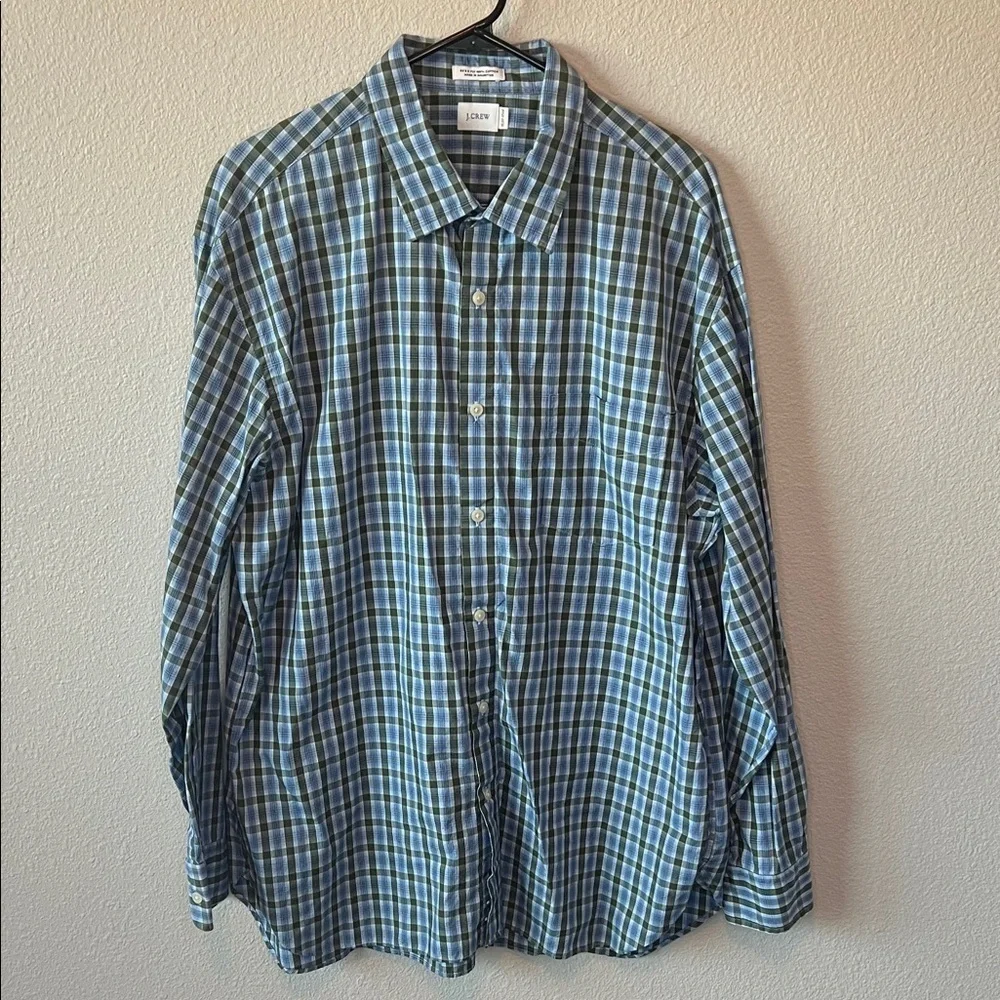JCrew Classic Button Down Shirt Blue/Green Plaid Size XL